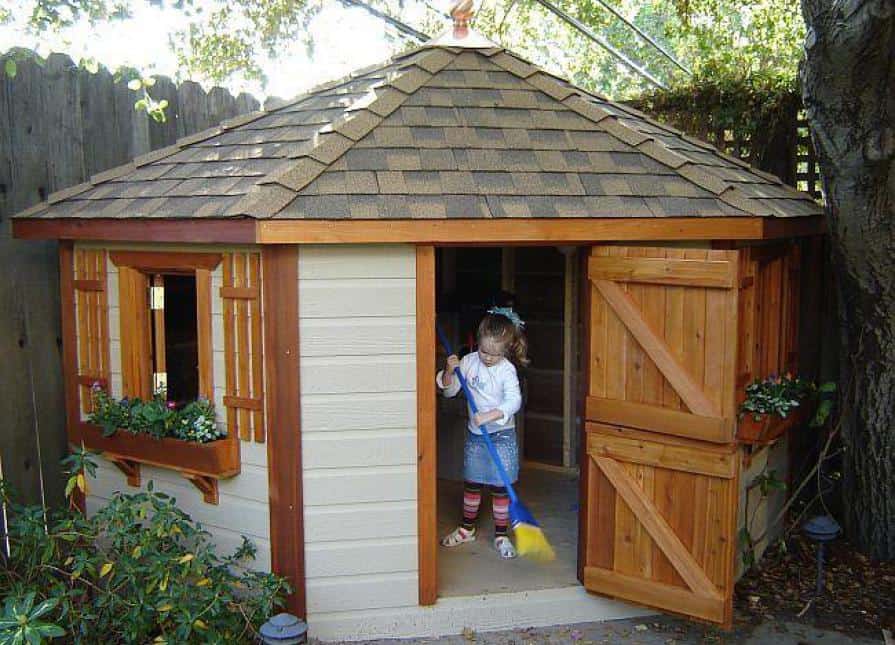 8ft Petite Pentagon Playhouse Cleaing - Summerwood Products