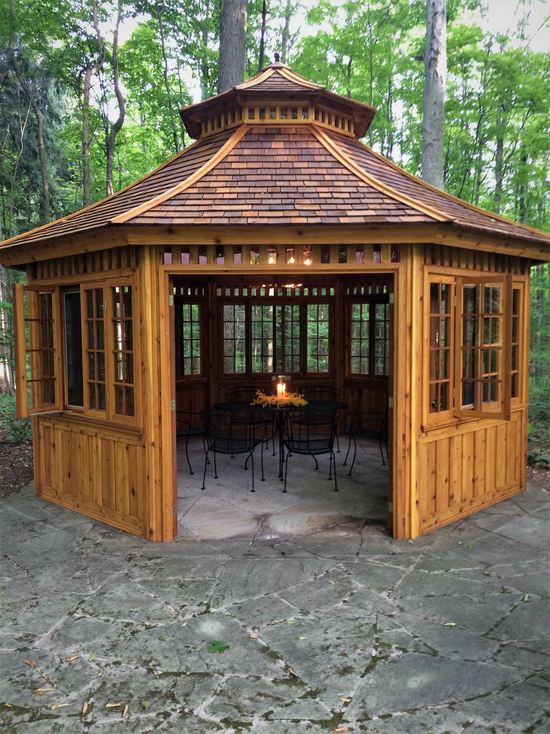 dining in a gazebo